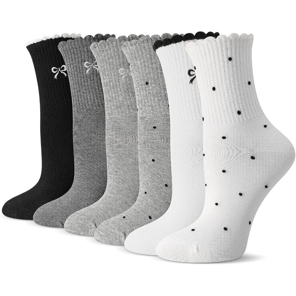 Women's Ruffle Socks Crew Casual Cute Socks Size 5.5-8.5